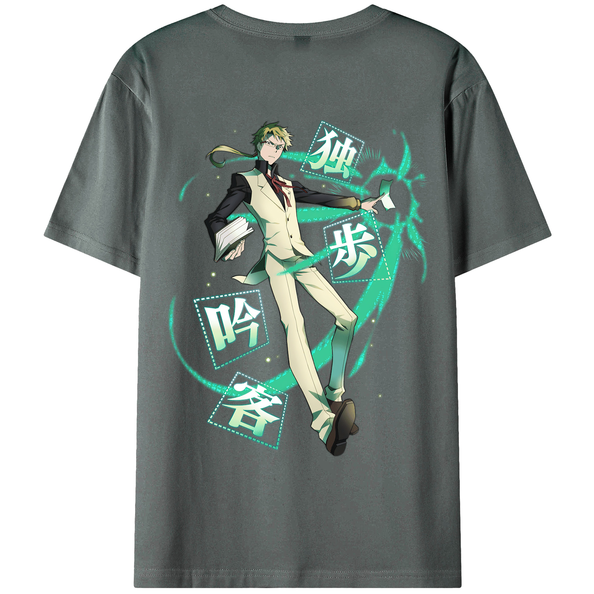 （画像用） 文豪ストレイドッグス Bungo Stray Dogs 綿100％ メンズ半袖Tシャツ（バックプリント） 通気性